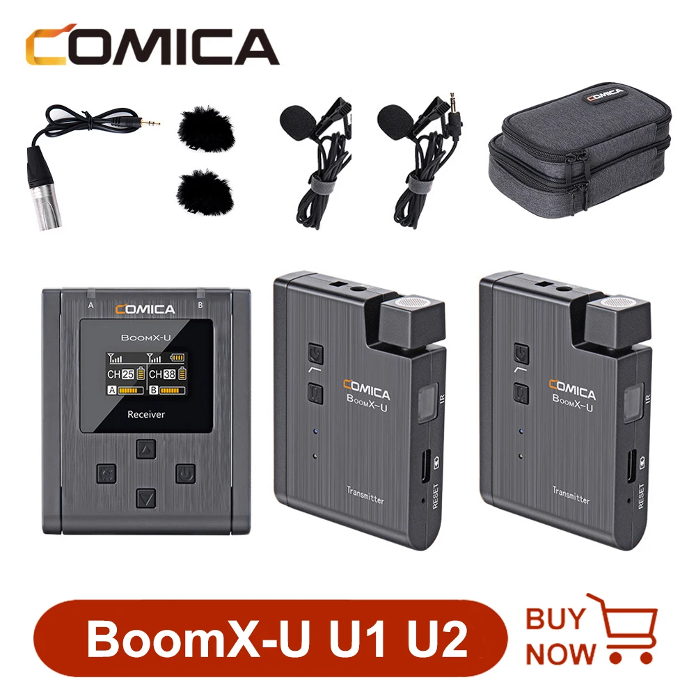 Микрофон Comica BoomX U Mini UHF беспроводной петличный микрофон U1 U2 для DSLR камеры интервью