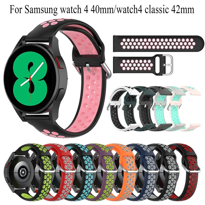 

20MM Silicone watch Strap For Samsung Galaxy watch 4 40mm/watch 4 classic 42mm/watch 3 41mm S2 Active 2 sport bracelet Wristband