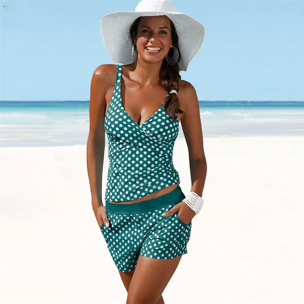 Swimwear 2020 New Plus Size Swimwear Women Swimsuit Two Pieces Padded Bathing Suit Polka Dot High Waist Bikini Set Beachwear