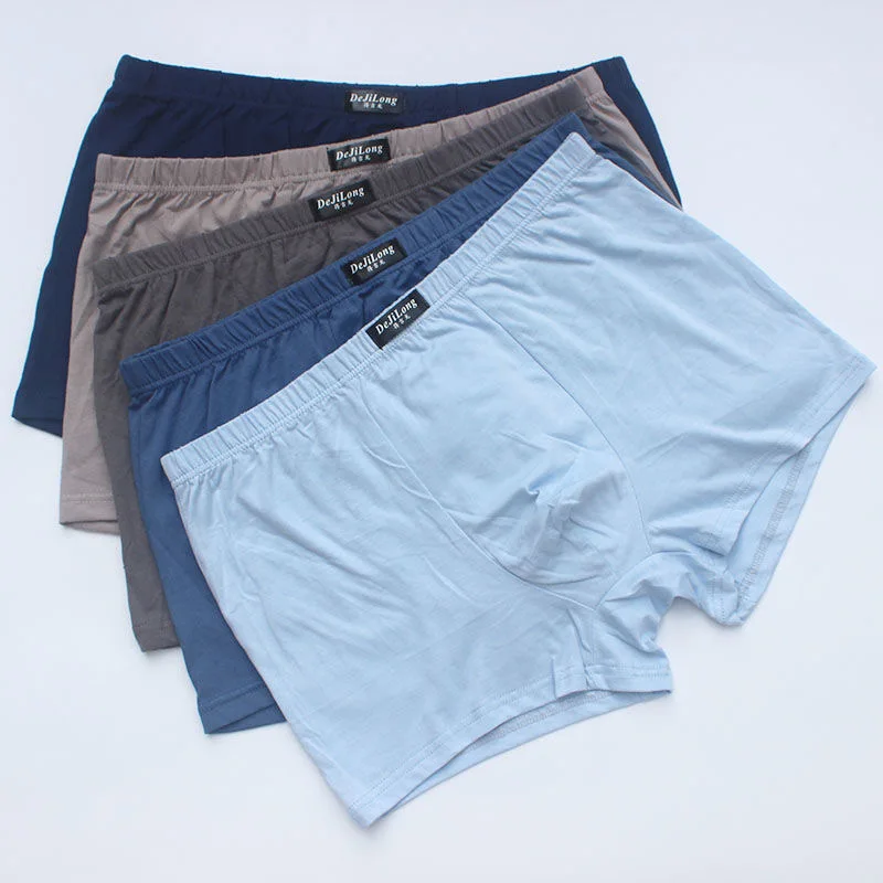 6Pcs/Lot 100% Cotton Boxer Men Underwear Four Shorts Underpants Men'S Boxers Shorts Breathable Pure color Random