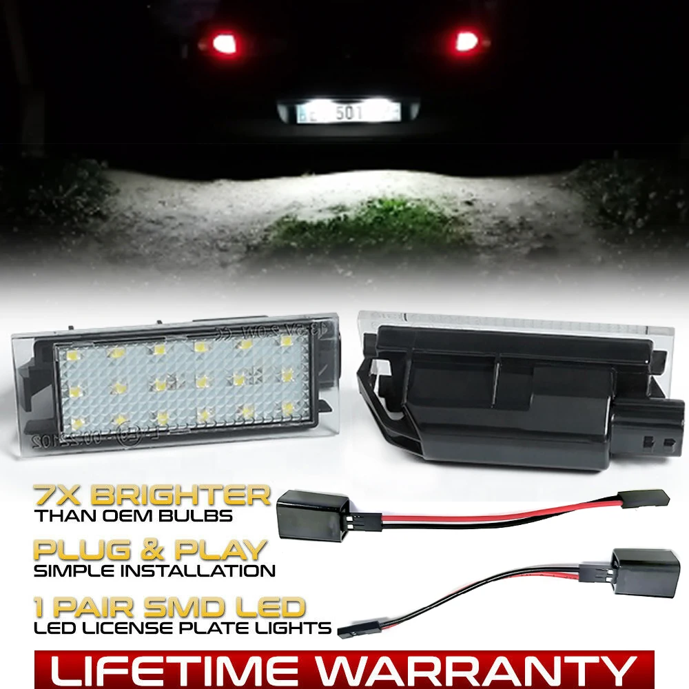 

2Pc LED License Number Plate Light Lamps For Renault Twingo Espace 5 Kangoo Koleos Kadjar Trafic 3 Clio Master Megane Twizy Wind