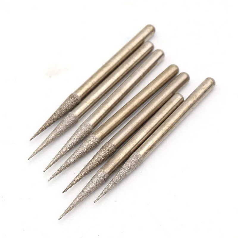 

5PCS Brazed Diamond Grinding Head Pointed Bits Burrs Jade Peeled And Carved Metal Inner Hole Grinding Shank 3mm