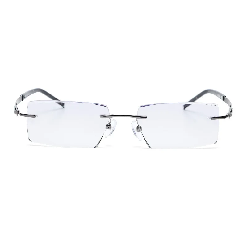 

Titanium Myopia Male Mirror Ultra Light Fashion Business Diamond Rimless Optical Mirror Clear Blue Progressive Color Lens