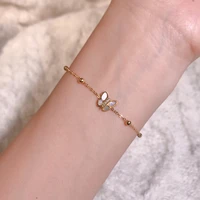 yun ruo fashion rose gold shell butterfly bracelet woman birthday gift 316 titanium steel jewelry not change color drop shipping