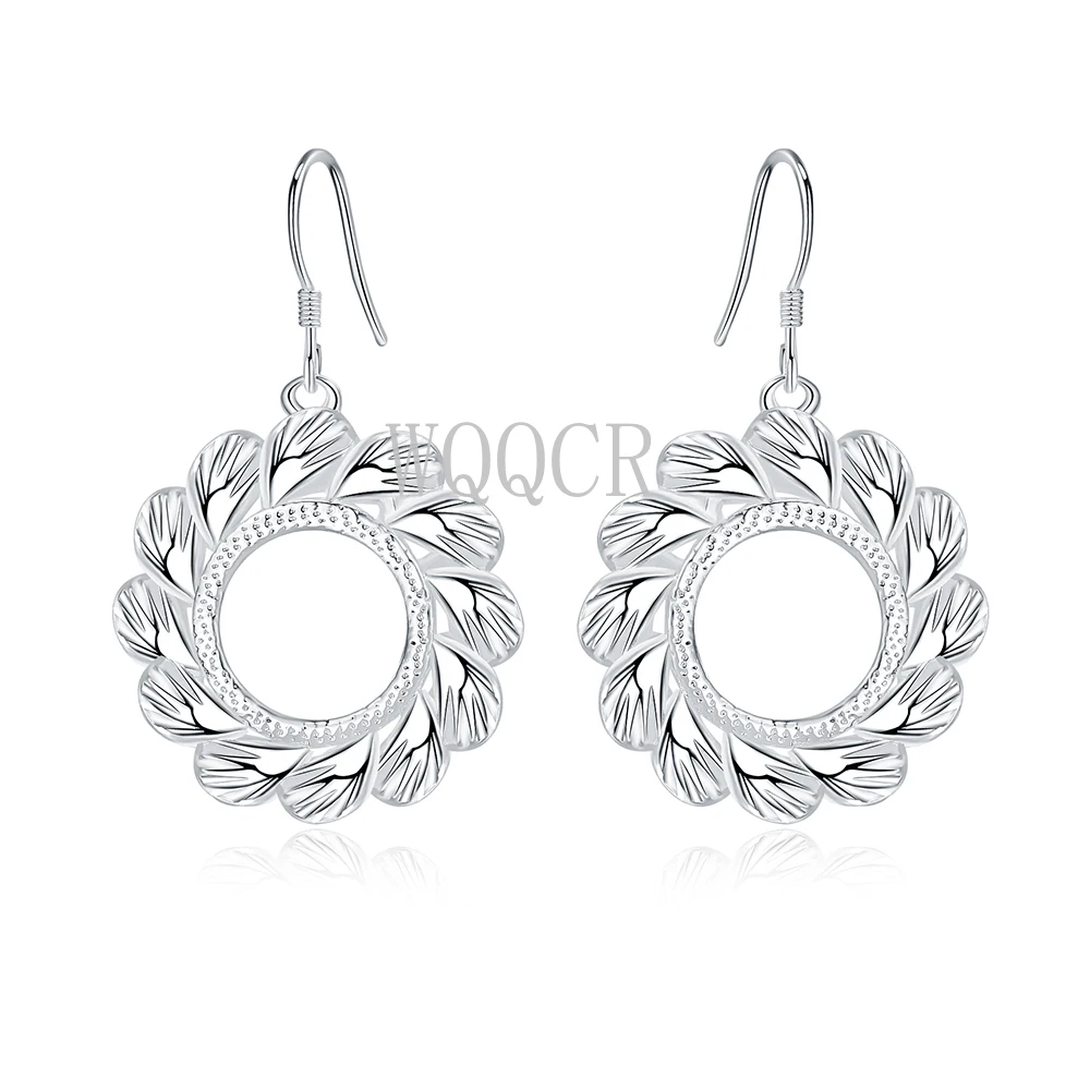 Бесплатная доставка, Стерлинговое Серебро 925 пробы, цветные модные круглые женские серьги с узором, Женские Ювелирные изделия, подарок на день рождения, специальное предложение