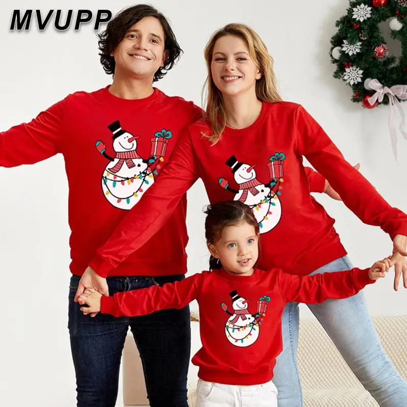 Рождественская Одинаковая одежда для всей семьи хлопковая толстовка с капюшоном