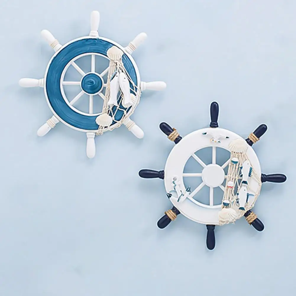 

Hanging Ornament Realistic Looking Eye-catching Wood Boat Ship Steering Wheel Ornament Party Cafe Decorations for Home