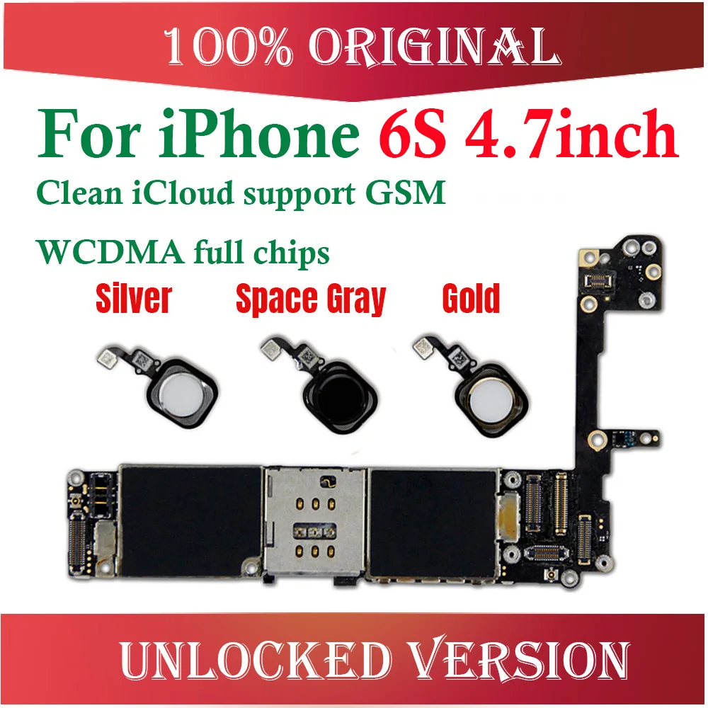 Оригинальная разблокированная материнская плата для iphone 6 S да/нет Touch ID, 16 ГБ/64 Гб/128 ГБ для iphone 6 S материнская плата с IOS