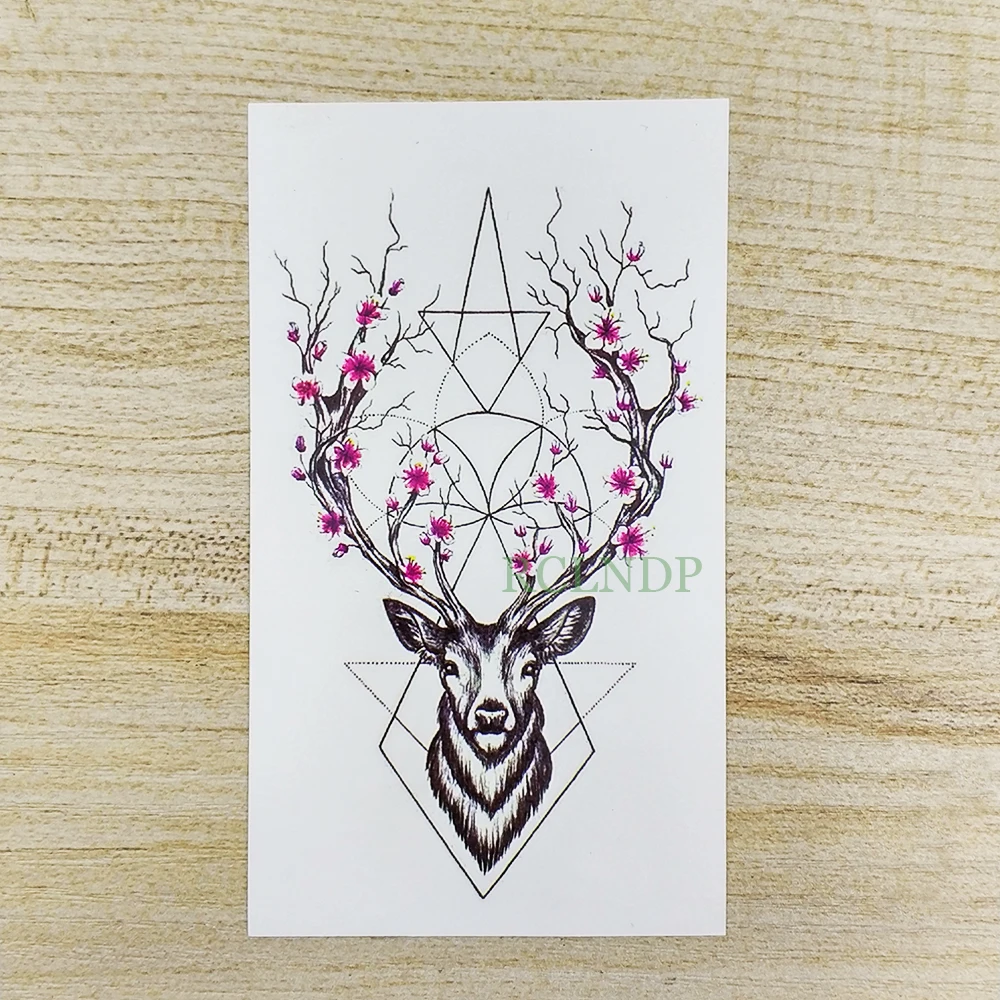 Водостойкая Временная тату-наклейка Овечья голова цветок тату флэш-тату