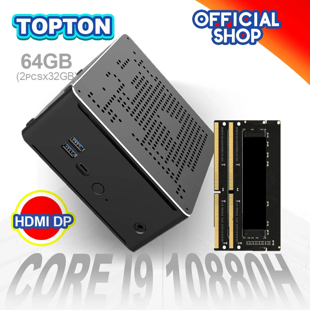 Новейший мини ПК Intel i9 10880H 9880H i7 9850H 2 * DDR4 M.2 PCIE + 1*2 5 ''SATA Graphics 630 игровой беззвучный