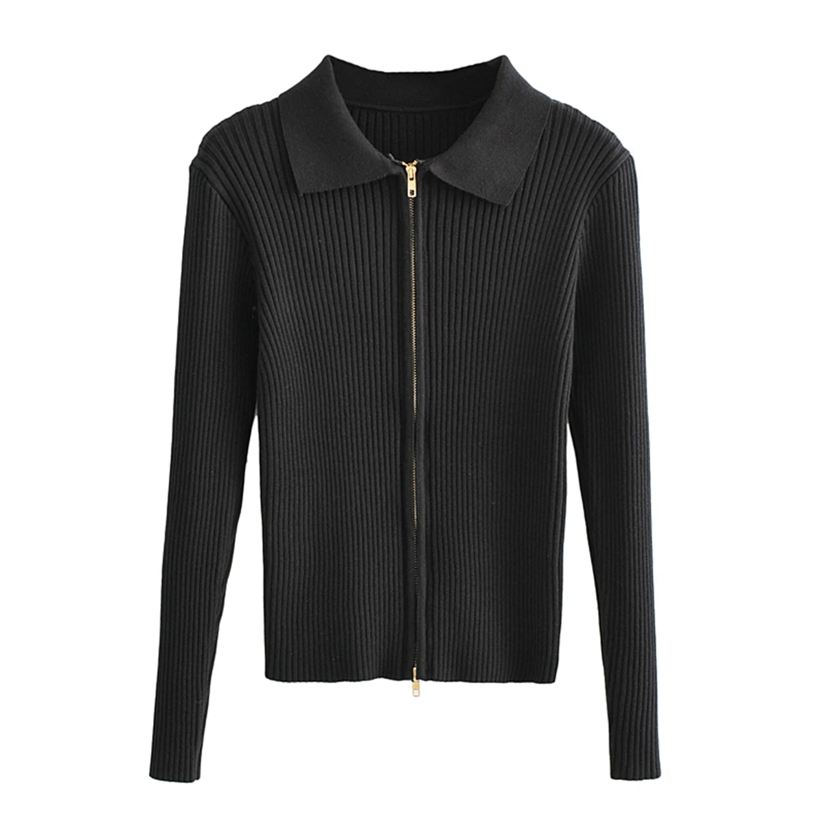 DEWADBOW сексуальные ребристые двойные кардиганы на молнии вязаный свитер Женская