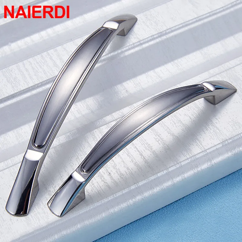 Винтажные бронзовые ручки NAIERDI для кухонного шкафа однотонные ящиков серебряные