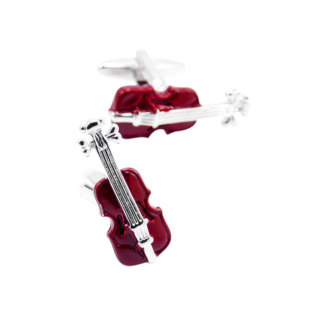 

Red Violin French Cufflinks Cello Cufflinks For Mens Personal Customized Cuff Links Gift 28*11Mm Business Gift Suit Accessories