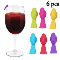 6 pcsset new creative red wine glass charm silicone bird shaped decor cup labels funny party bar wine glass marker accessories
