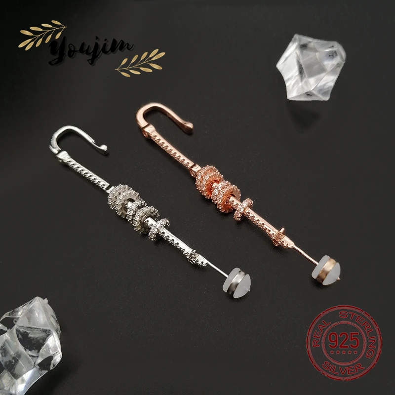 

New women's earrings clipped to the ear zircon 925 sterling silver luxury fashion gift