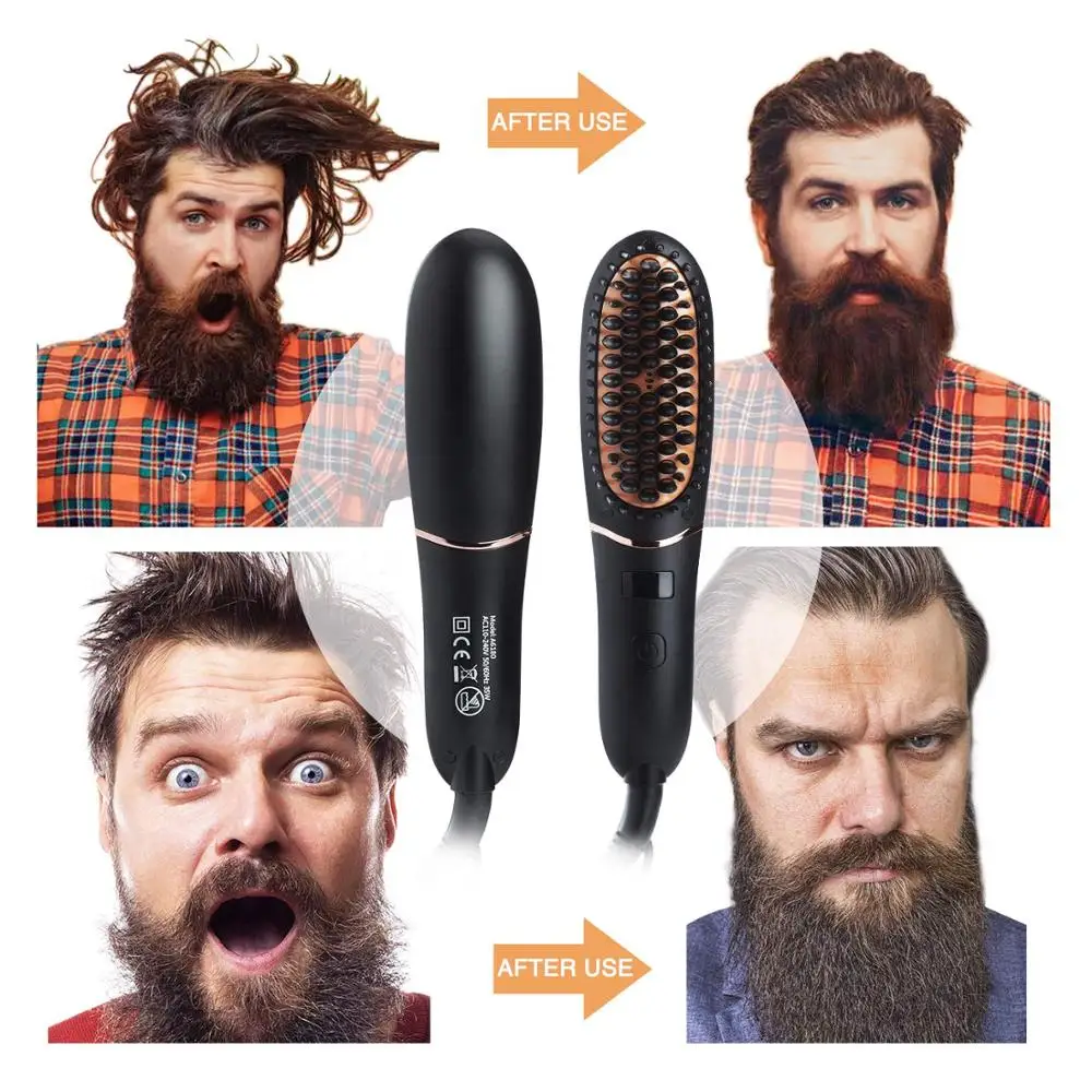 

Beard Straightener Comb for Beards Fast Heating Electric Straightening Brush for Men with Anti-Scald Technology Smoothing Brush