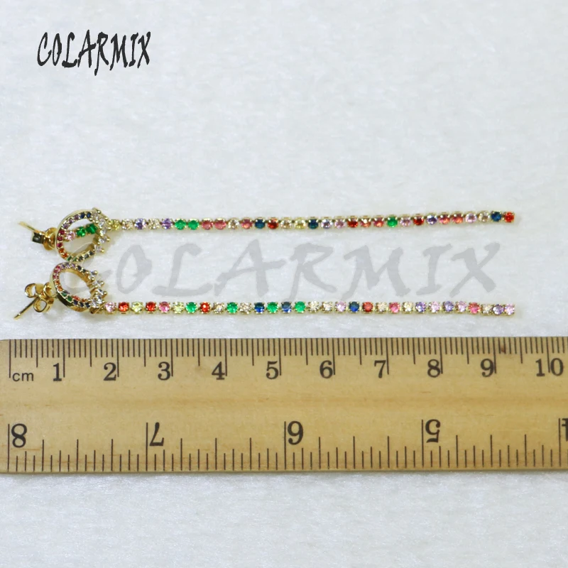 6 Pairs Zircon earrings long chain gift for lady fashion elegant jewelry Party 5823 | Украшения и аксессуары