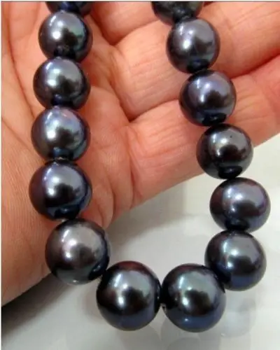 new  10-11 MM AAA SOUTH SEA black PEARL NECKLACE 925silver GOLD CLASP