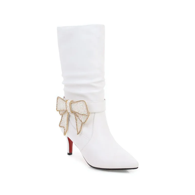 Модные милые блестящие женские туфли YMECHIC без застежек с бантом бабочкой для