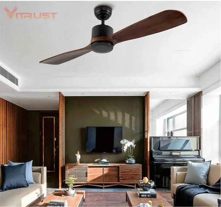

2 blade wooden ceilng fan with lamp Solid wood ceiling fan retro simple ceiling fan for bedroom with remote control AC110/220V