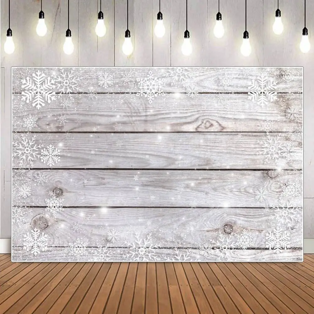 

Dreamy Snowflakes Wooden Board Planks Photography Background Baby Photocall Photozone Photography Backdrops For Photo Studio