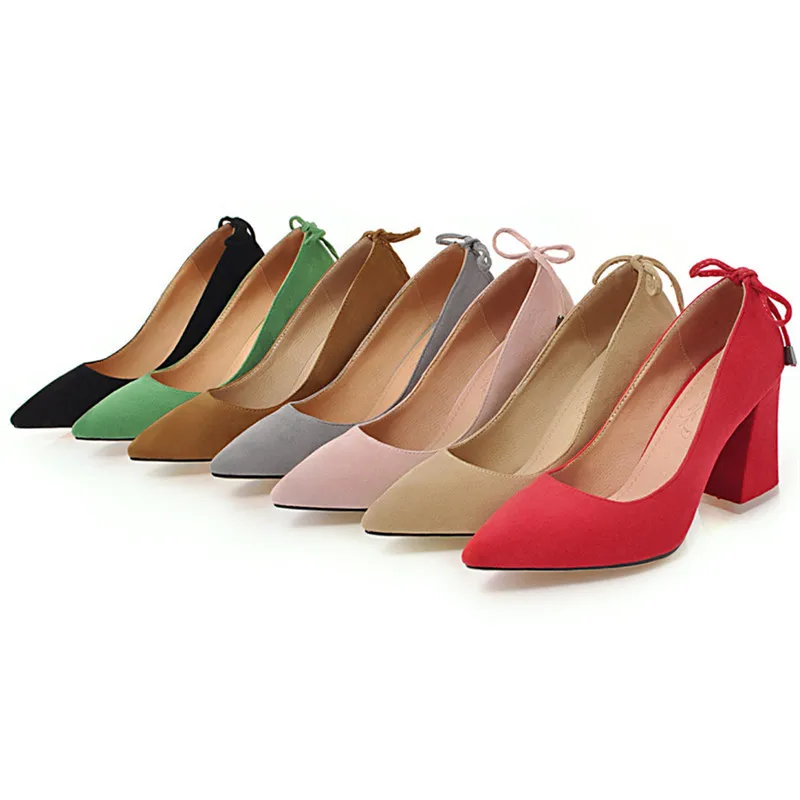 

Fanyuan heels new arrival pu leather shoes woman pumps pointed toe simple work shoes solid high heels shoes big size 34-46