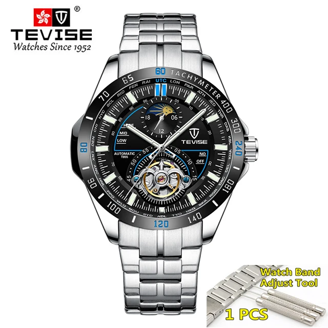 black blue Tevise механические часы модные роскошные мужские автоматические часы мужские деловые водонепроницаемые наручные часы Montre Homme - Цвет: black blue