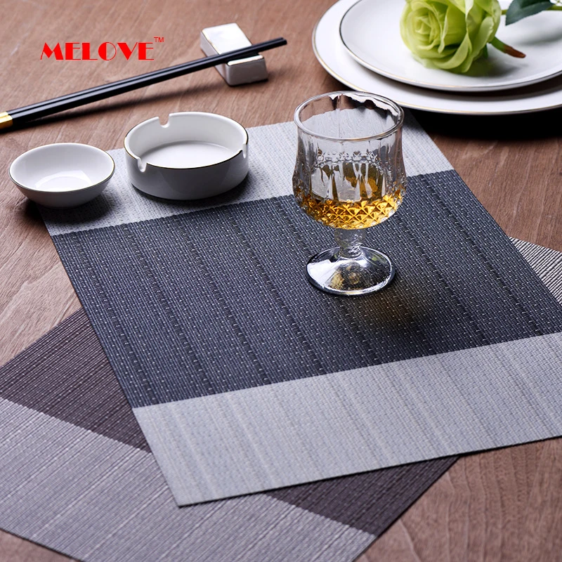 

Set Of 4 PVC Washable Placemats For Dining Table Mat Non-slip Placemat Set Heat Insulation Cup Bowl Coaster Kitchen Accessories