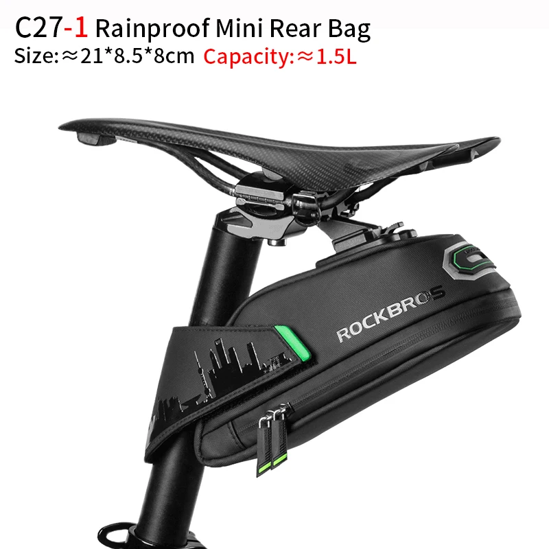 Big Black Bike Bag ROCKBROS непромокаемая велосипедная сумка Противоударная велосипедная седельная сумка для Refletive задняя большая сумка для сидения MTB велосипедная сумка аксессуары - Цвет: Big Black Bike Bag