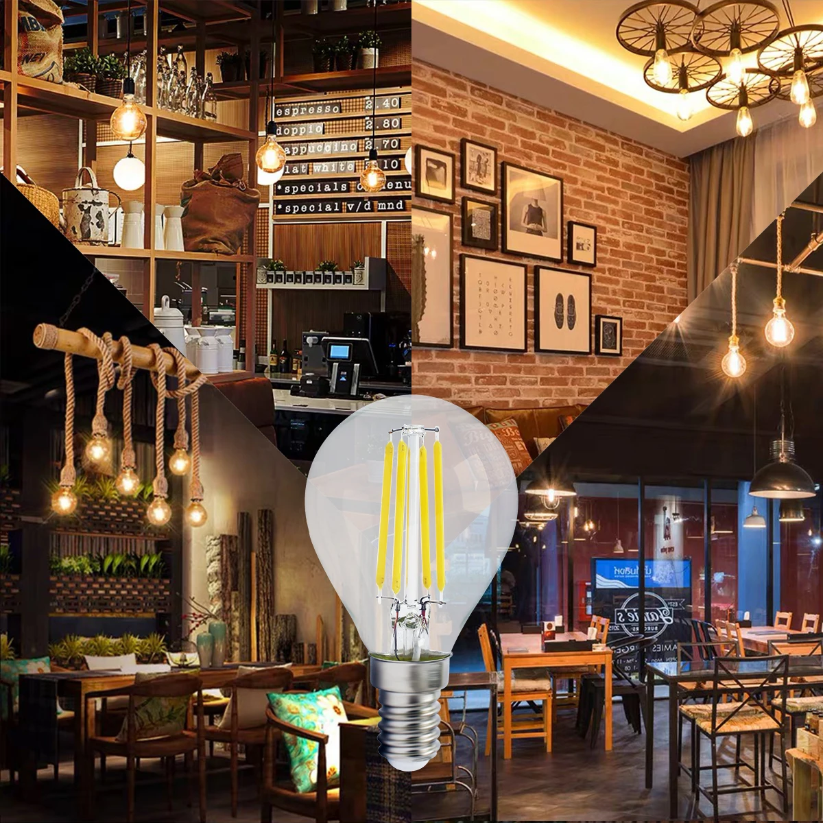 

4W G45 Retro Edison Filament Bulb E14 Bombillas 220V Vintage Lamp 6pcs/lot 4000K Clear Glass Inner Decoration