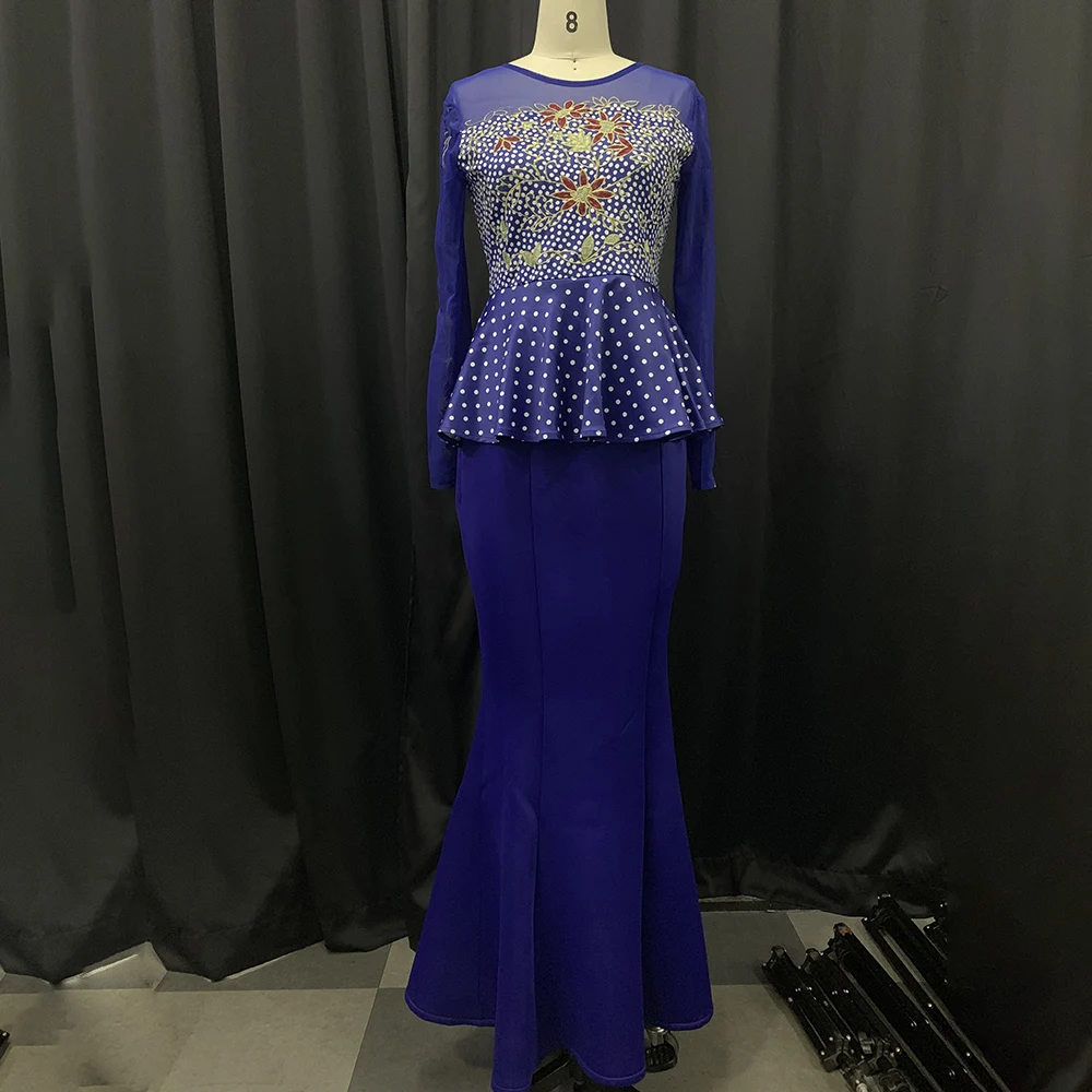 Русалка вечернее платье 2020 длинное размера плюс XXL 5XL сетка с длинным рукавом Пеплум оборками Vestidos Африка