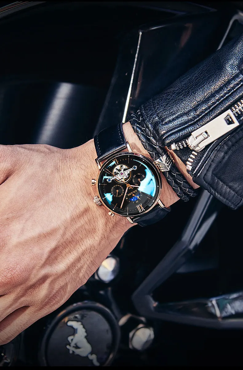 AILANG Relojes часы мужские наручные часы спортивные часы со скелетом 30 м водонепроницаемые автоматические механические часы из нержавеющей стали