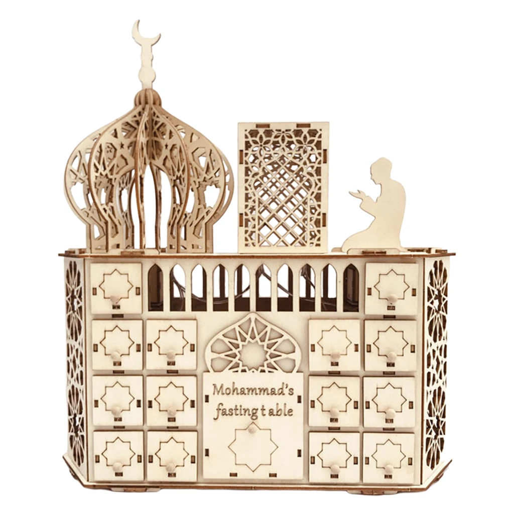 

Wood Eid Mubarak Ramadan Advent Calendar Drawer Muslim Islamic Castle Ornament