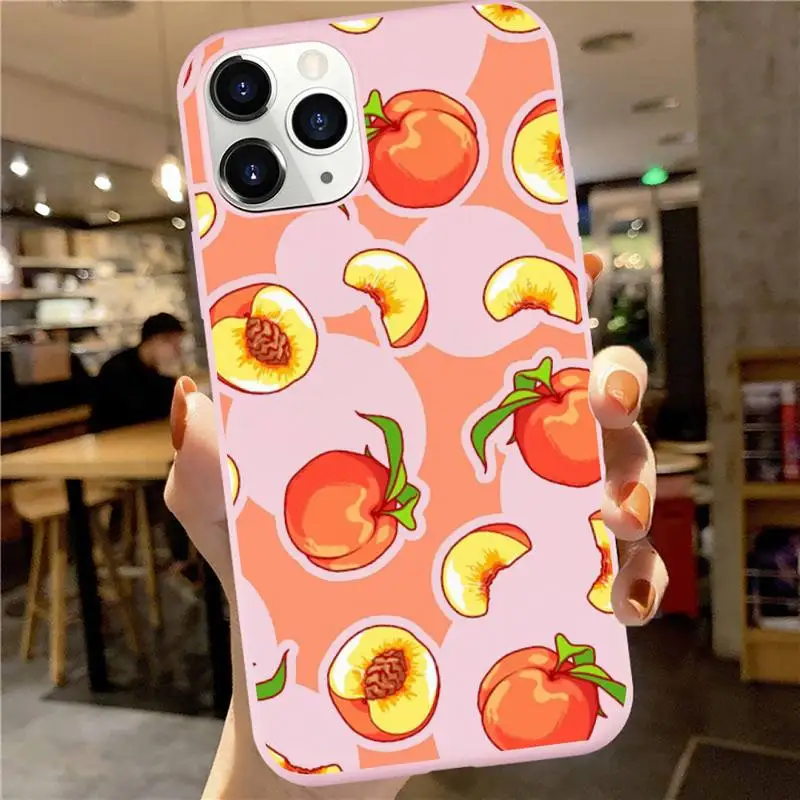 

peach Phone Case Pink Candy Color for iPhone 6 7 8 11 12 s mini pro X XS XR MAX Plus