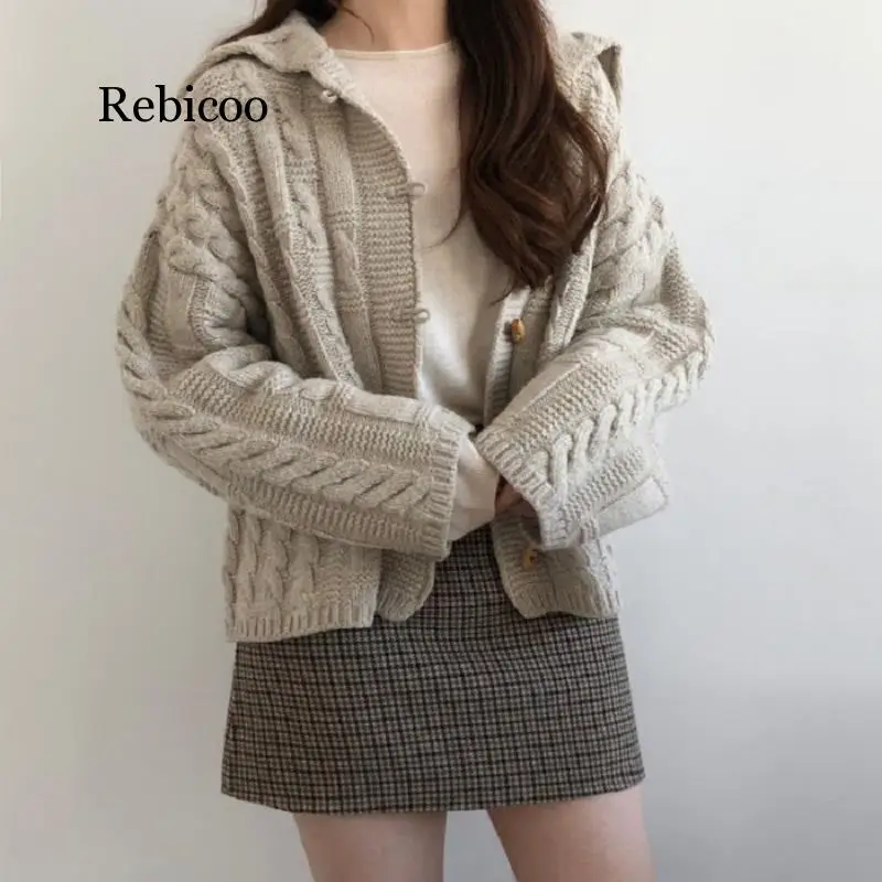 

Japanese sweater female Harajuku Preppy Style winter Korean fashion loose V-neck long-sleeved knit cardigan casual women jacket