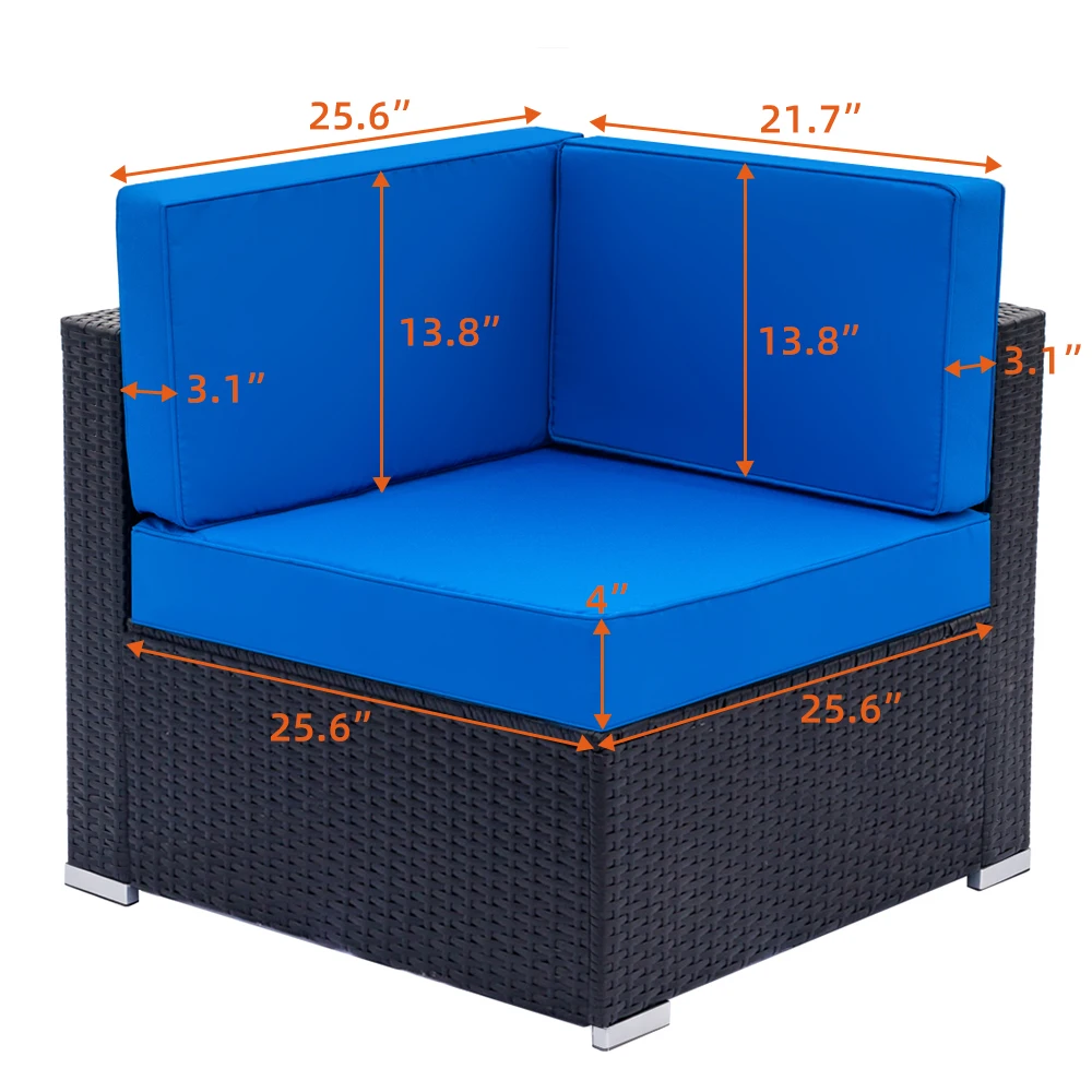 

2pcs Fully Equipped Weaving Rattan Sofa Set with Corner Sofas Black