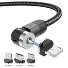 Магнитный кабель USLION Micro USB 540 с вращением типа зарядки C 2020 Новинка 3A Быстрая зарядка для iPhone 11 Pro XS Max Samsung Xiaomi