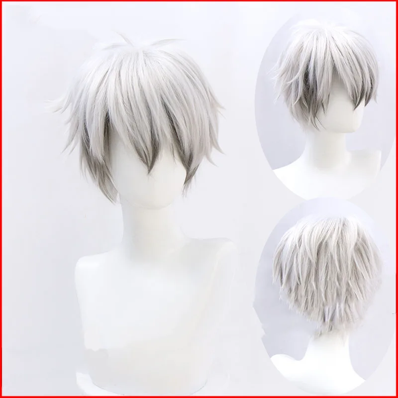 LANLAN Arknights косплей парик Серебряный пепельный Градуированный Короткий волос