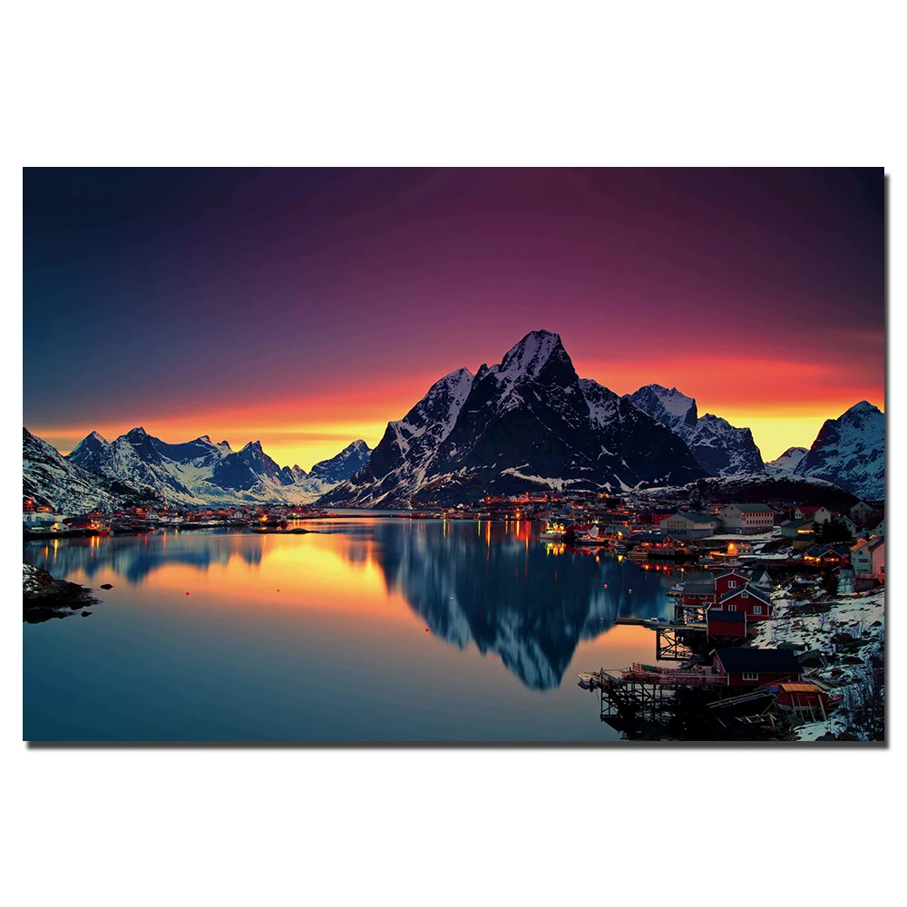 

Lofoten Islands Norway Landscape Poster Unframed Canvas Painting Wall Art Pictures Print For Living Room