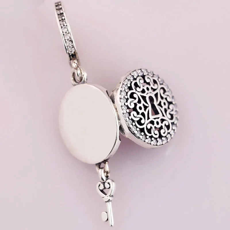 

100% 925 Sterling Silver Charm New Key Love Key Swing Pendant Fit Pandora Women Bracelet & Necklace Diy Jewelry