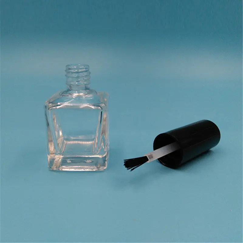 

10pcs glass empty polish bottle 15ml empty nail polish bottle, square with brush and black cap