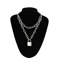 lock chain necklace with a padlock pendants for women men punk jewelry on the neck 2020 grunge aesthetic egirl eboy accessories