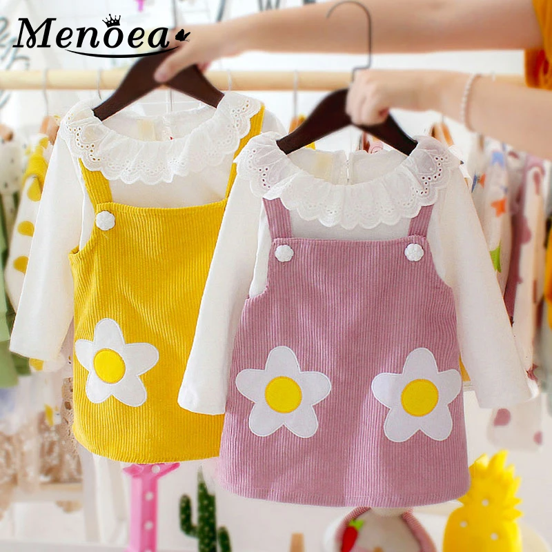 Menoea/осеннее платье для новорожденных девочек Весенняя Корейская одежда с