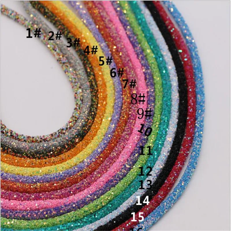 1 ярд разноцветных радужных блесток сверлильные трубки с блестящим порошковым