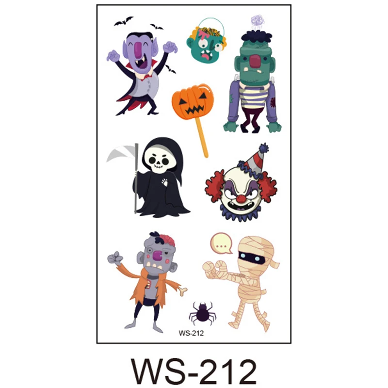 

11 Sheets Halloween Temporary Tattoos Party Halloween Waterproof Kids Removable Fake Tattoos Sticker SK88