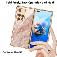 plating tempered glass phone cover for huawei mate x2 case new marble flower exquisite pattern shockproof full protective funda