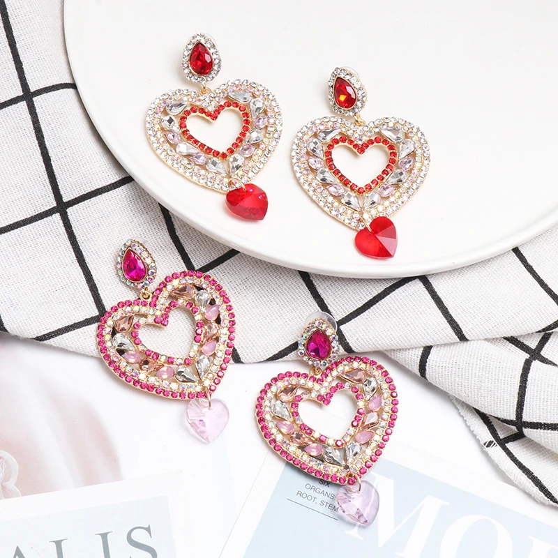 2021 модная модель в стиле любящее сердце с украшением виде кристаллов длинные