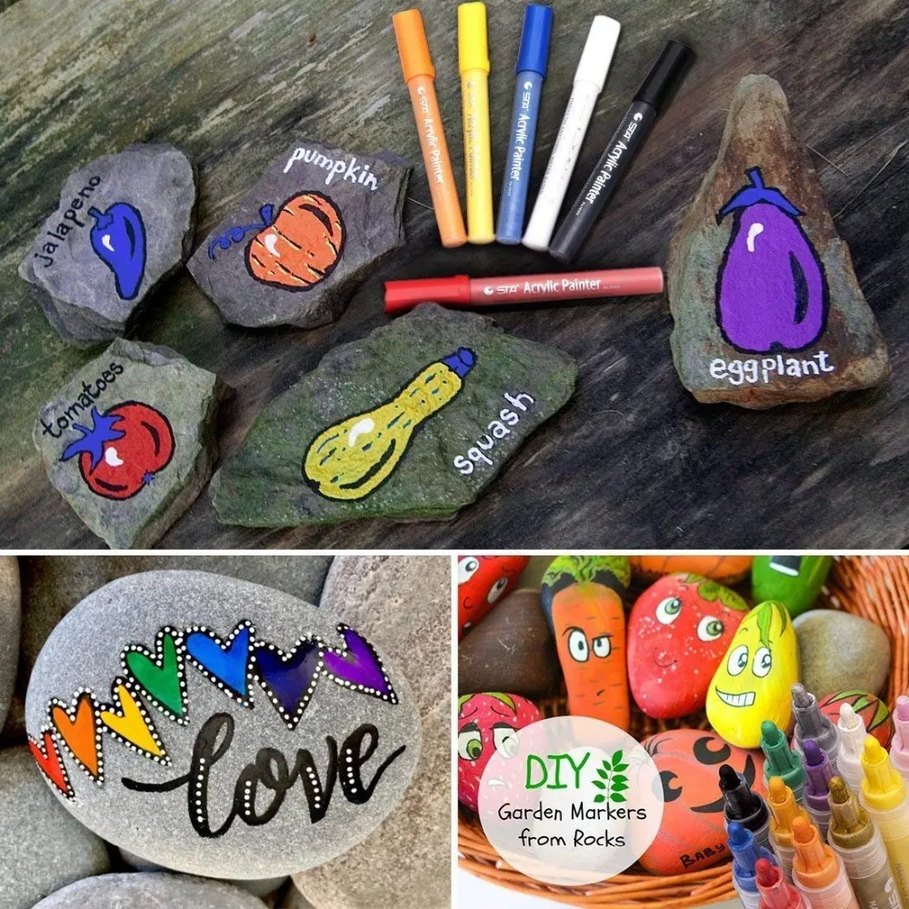 

12 PCS Acrylic Paint Marker Pens Water Based Pen for Scrapbooking Crafts DIY Photo Album Art Rock Painting Wedding Guest Book