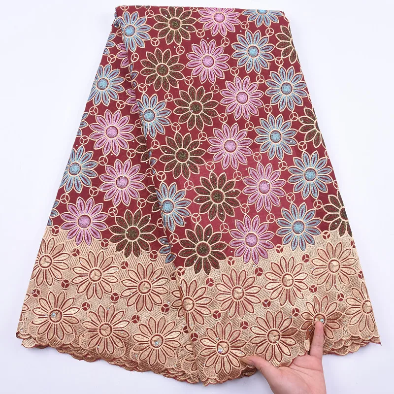 

New arrival African Lace Fabrics With Stones Embroiderey Swiss Voile Lace In Switzerland Nigerian Dry Cotton Lace Fabric Sewing