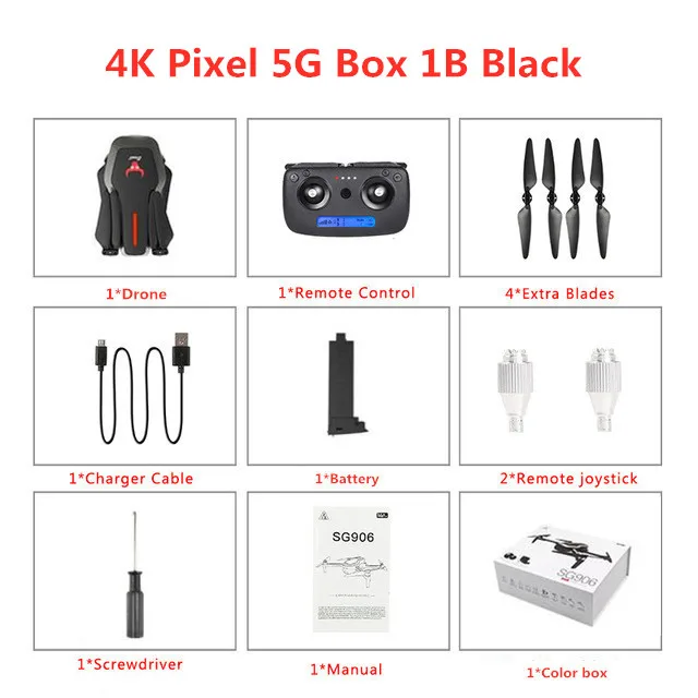 SG906 портативный Радиоуправляемый Дрон 4K gps 5G wifi FPV HD Двойная камера Дрон широкоугольный бесщеточный селфи складной Дрон 4K Квадрокоптер дроны - Цвет: 4K Pixel 5G Box 1B B